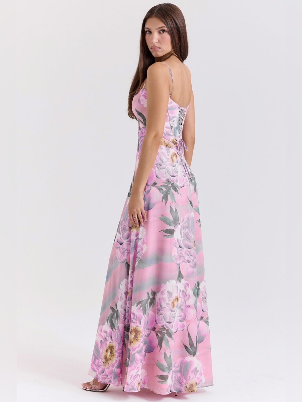 SEREN
Pink Floral Print Lace Back Maxi Dress L+ - Picture 5 of 7
